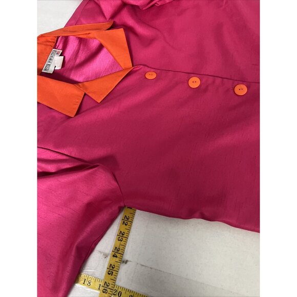Peter Popovitch Satin 3 pc Suit Set Jacket, Top & Pants Pink & Orange Medium/Sma - Picture 14 of 16